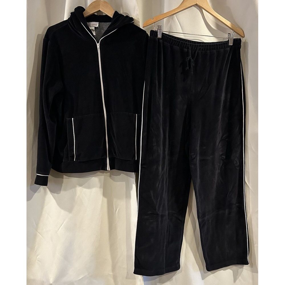 Vtg Sport Savvy Track Suit Athleisure Retro Velour Comfort Casual 2pc Size L